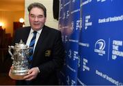 20 January 2019; Leinster Rugby Executive Commitee Member Robert McDermott with the cup following the Bank of Ireland Provincial Towns Cup Round 2 Draw at Carlow RFC in Oakpark, Carlow. Photo by David Fitzgerald/Sportsfile