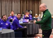 21 January 2019; FAI Coach Education Manager Niall O'Regan speaking during the FAI UEFA Pro Licence course at Johnstown House in Enfield, Co Meath. Photo by Seb Daly/Sportsfile