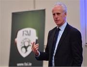 21 January 2019; Republic of Ireland manager Mick McCarthy speaking during the FAI UEFA Pro Licence course at Johnstown House in Enfield, Co Meath. Photo by Seb Daly/Sportsfile