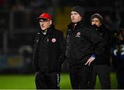 19 January 2019; Tyrone Manager Mickey Harte, left, along with Gavin Devlin assistant manager and in the background Stephen O'Neill selector during the Bank of Ireland Dr McKenna Cup Final match between Armagh and Tyrone at the Athletic Grounds in Armagh. Photo by Oliver McVeigh/Sportsfile