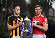 21 January 2019; Defending Allianz Hurling League Division 1 champions Kilkenny have a special incentive to win this year’s competition, where another success would see them join Tipperary at the top of the honours’ list. Half of Kilkenny’s honours have been won since 2002, including a treble in 2012-13-14 and doubles in 2002-03 and 2005-06. Brian Cody’s men begin their title defence at home to Cork, who were last crowned Allianz Hurling League champions in 1998. This will be the 27th year of Allianz’ partnership with the GAA through their sponsorship of the Allianz Leagues, making it one of the longest sponsorships in Irish sport. It’s a very concentrated programme this year, running between next weekend and March 24, when the Division 1 final will be played. In attendance at the launch arePaddy Deegan of Kilkenny, left, and Bill Cooper of Cork with the Allianz Hurling League Division 1 trophy. Photo by Brendan Moran/Sportsfile