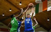 21 January 2019; Aonghus McDonnell of St Joseph's Bish, Galway, in action against Roniel Oguekwe of Calasanctius College, Oranmore, during the Subway All-Ireland Schools Cup U16 A Boys Final match between Calasantius College and St Joseph's Bish Galway at the National Basketball Arena in Tallaght, Dublin. Photo by David Fitzgerald/Sportsfile