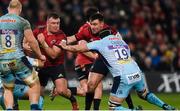 19 January 2019; Dave Kilcoyne of Munster, supported by team-mate Niall Scannell, is tackled by Ben Moon and Mitch Lees of Exeter Chiefs during the Heineken Champions Cup Pool 2 Round 6 match between Munster and Exeter Chiefs at Thomond Park in Limerick. Photo by Diarmuid Greene/Sportsfile