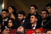 19 January 2019; Munster players Conor Oliver, Sam Arnold, Ian Keatley, Neil Cronin, and JJ Hanrahan in the stand during the Heineken Champions Cup Pool 2 Round 6 match between Munster and Exeter Chiefs at Thomond Park in Limerick. Photo by Diarmuid Greene/Sportsfile