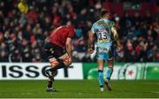 19 January 2019; Tadhg Beirne of Munster reacts after picking up a knock during the Heineken Champions Cup Pool 2 Round 6 match between Munster and Exeter Chiefs at Thomond Park in Limerick. Photo by Diarmuid Greene/Sportsfile