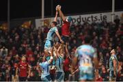 19 January 2019; Tadhg Beirne of Munster wins possession in a lineout ahead of Sam Skinner of Exeter Chiefs during the Heineken Champions Cup Pool 2 Round 6 match between Munster and Exeter Chiefs at Thomond Park in Limerick. Photo by Diarmuid Greene/Sportsfile