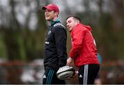 21 January 2019; Tyler Bleyendaal, left, and JJ Hanrahan during Munster Rugby squad training at the University of Limerick in Limerick. Photo by Piaras Ó Mídheach/Sportsfile