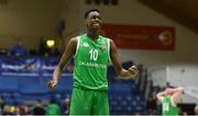 21 January 2019; Roniel Oguekwe of Calasanctius College, Oranmore, reacts to a late miss during the Subway All-Ireland Schools Cup U16 A Boys Final match between Calasantius College and St Joseph's Bish Galway at the National Basketball Arena in Tallaght, Dublin. Photo by David Fitzgerald/Sportsfile