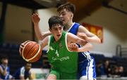 21 January 2019; Ben Burke of Calasanctius College, Oranmore, in action against Joe Coughlan of St Joseph's Bish, Galway, during the Subway All-Ireland Schools Cup U16 A Boys Final match between Calasantius College and St Joseph's Bish Galway at the National Basketball Arena in Tallaght, Dublin. Photo by David Fitzgerald/Sportsfile