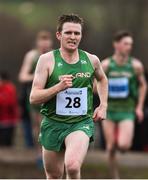 19 January 2019; Liam Brady of Ireland competing in the Senior International mens race during the IAAF Northern Ireland International Cross Country at the Billy Neill Centre of Excellence in Belfast, Co Antrim. Photo by Oliver McVeigh/Sportsfile