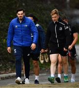 21 January 2019; Max Deegan, left, and James Tracy arrive for Leinster Rugby squad training at Rosemount in UCD, Dublin. Photo by Ramsey Cardy/Sportsfile
