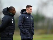 21 January 2019; Republic of Ireland assistant coaches Robbie Keane, right, and Terry Connor, left, during the FAI UEFA Pro Licence course at Johnstown House in Enfield, County Meath. Photo by Seb Daly/Sportsfile