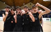 21 January 2019; St Pats Navan players celebrate following the Subway All-Ireland Schools Cup U16 B Boys Final match between St Pats Navan and Colaiste Muire Crosshaven at the National Basketball Arena in Tallaght, Dublin. Photo by David Fitzgerald/Sportsfile