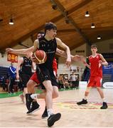 21 January 2019; Jake Morris of St Pats Navan in action against Eoin McDaid of Colaiste Muire Crosshaven during the Subway All-Ireland Schools Cup U16 B Boys Final match between St Pats Navan and Colaiste Muire Crosshaven at the National Basketball Arena in Tallaght, Dublin. Photo by David Fitzgerald/Sportsfile