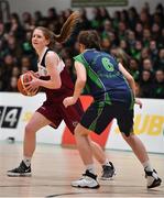 22 January 2019; Claire Goggin of Laurel Hill Limerick in action against Lauren Garland of St Louis Carrickmacross during the Subway All-Ireland Schools Cup U19 C Girls Final match between St Louis Carrickmacross and Laurel Hill Limerick at the National Basketball Arena in Tallaght, Dublin. Photo by Brendan Moran/Sportsfile