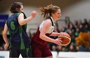 22 January 2019; Claire Goggin of Laurel Hill Limerick in action against Lauren Garland of St Louis Carrickmacross during the Subway All-Ireland Schools Cup U19 C Girls Final match between St Louis Carrickmacross and Laurel Hill Limerick at the National Basketball Arena in Tallaght, Dublin. Photo by Brendan Moran/Sportsfile