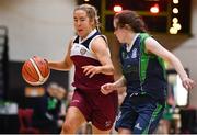 22 January 2019; Jodie O'Halloran of Laurel Hill Limerick in action against Lauren Garland of St Louis Carrickmacross during the Subway All-Ireland Schools Cup U19 C Girls Final match between St Louis Carrickmacross and Laurel Hill Limerick at the National Basketball Arena in Tallaght, Dublin. Photo by Brendan Moran/Sportsfile