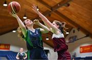 22 January 2019; Áine Loughman of St Louis Carrickmacross action against Emily Mullins of Laurel Hill Limerick during the Subway All-Ireland Schools Cup U19 C Girls Final match between St Louis Carrickmacross and Laurel Hill Limerick at the National Basketball Arena in Tallaght, Dublin. Photo by Brendan Moran/Sportsfile