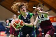 22 January 2019; Áine Loughman of St Louis Carrickmacross action against Emily Mullins of Laurel Hill Limerick during the Subway All-Ireland Schools Cup U19 C Girls Final match between St Louis Carrickmacross and Laurel Hill Limerick at the National Basketball Arena in Tallaght, Dublin. Photo by Brendan Moran/Sportsfile