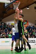 22 January 2019; Daire Kennelly of Mercy Mounthawk in action against David Lehane of Gael Cholaiste Mhuire during the Subway All-Ireland Schools Cup U19 A Boys Final match between Mercy Mounthawk and Gael Cholaiste Mhuire AG at the National Basketball Arena in Tallaght, Dublin. Photo by Brendan Moran/Sportsfile