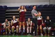 22 January 2019; Jodie O'Halloran of Laurel Hill Limerick, 3rd from left, and her team-mates watch the final moments of the Subway All-Ireland Schools Cup U19 C Girls Final match between St Louis Carrickmacross and Laurel Hill Limerick at the National Basketball Arena in Tallaght, Dublin. Photo by Brendan Moran/Sportsfile