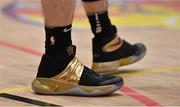 22 January 2019; The basketball shoes of Philip Corkery of Mercy Mounthawk are seen during the Subway All-Ireland Schools Cup U19 A Boys Final match between Mercy Mounthawk and Gael Cholaiste Mhuire AG at the National Basketball Arena in Tallaght, Dublin. Photo by Brendan Moran/Sportsfile