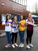 22 January 2019; In attendance are, from left, Eimear Scally of UL and Cork, Muireann Atkinson of DCU and Monaghan, Niamh McEvoy of DIT and Dublin, and Siobhán Divilly of NUI Galway, at the launch of the 2019 Gourmet Food Parlour HEC Ladies Football Championships at Gourmet Food Parlour’s Northwood, Santry outlet. Gourmet Food Parlour are the official sponsors of the HEC Ladies Football third-level Championships. Photo by David Fitzgerald/Sportsfile