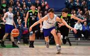 22 January 2019; Ben Maguire of Gael Cholaiste Mhuire contests possession with Steven Bowler of Mercy Mounthawk during the Subway All-Ireland Schools Cup U19 A Boys Final match between Mercy Mounthawk and Gael Cholaiste Mhuire AG at the National Basketball Arena in Tallaght, Dublin. Photo by Brendan Moran/Sportsfile