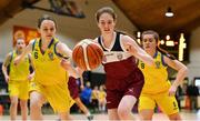 22 January 2019; Roisin Ryan of Laurel Hill in action against Megan Ní Chearnacháin, left, and Sinéad Nic A'tSaoir of Colaiste Ailigh during the Subway All-Ireland Schools Cup U16 C Girls Final match between Colaiste Ailigh, Donegal and Laurel Hill Limerick at the National Basketball Arena in Tallaght, Dublin. Photo by Brendan Moran/Sportsfile