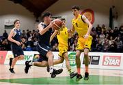 22 January 2019; Shane Murray of Colaiste Pobail in action against Cronan Ward of Colaiste na Coiribe during the Subway All-Ireland Schools Cup U19 B Boys Final match between Colaiste na Coiribe and Colaiste Pobail Beanntrai at the National Basketball Arena in Tallaght, Dublin. Photo by Brendan Moran/Sportsfile