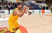 22 January 2019; Colaiste na Coiribe captain Nicky Ó Laighléis celebrates with the cup after the Subway All-Ireland Schools Cup U19 B Boys Final match between Colaiste na Coiribe and Colaiste Pobail Beanntrai at the National Basketball Arena in Tallaght, Dublin. Photo by Brendan Moran/Sportsfile