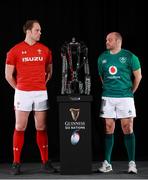 23 January 2019; Wales captain Alun Wyn Jones, left, and Ireland captain Rory Best with the Six Nations trophy during the 2019 Guinness Six Nations Rugby Championship Launch at the Hurlingham Club in London, England. Photo by Ian Walton/Sportsfile