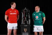 23 January 2019; Wales captain Alun Wyn Jones, left, and Ireland captain Rory Best with the Six Nations trophy during the 2019 Guinness Six Nations Rugby Championship Launch at the Hurlingham Club in London, England. Photo by Ian Walton/Sportsfile