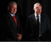 23 January 2019; Head coaches from left, Warren Gatland of Wales and Joe Schmidt of Ireland during the 2019 Guinness Six Nations Rugby Championship Launch at the Hurlingham Club in London, England. Photo by Ian Walton/Sportsfile