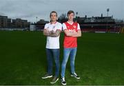 23 January 2019; Rhys McCabe, left, and Chris Forrester pose for a portrait, at Richmond Park in Inchicore, after signing for St Patrick's Athletic. Photo by Eóin Noonan/Sportsfile