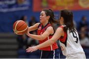 23 January 2019; Eve Hannigan of St Vincent’s SS, Cork, in action against Aine Walsh of Holy Faith Clontarf during the Subway All-Ireland Schools Cup U19 A Girls Final match between Holy Faith Clontarf and St Vincent's SS, Cork, at the National Basketball Arena in Tallaght, Dublin. Photo by Piaras Ó Mídheach/Sportsfile