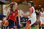 23 January 2019; Lauryn Homan of St Vincent’s SS, Cork, in action against Niamh Kenny of Holy Faith Clontarf during the Subway All-Ireland Schools Cup U19 A Girls Final match between Holy Faith Clontarf and St Vincent's SS, Cork, at the National Basketball Arena in Tallaght, Dublin. Photo by Piaras Ó Mídheach/Sportsfile