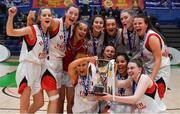 23 January 2019; Holy Faith Clontarf players celebrate after the Subway All-Ireland Schools Cup U19 A Girls Final match between Holy Faith Clontarf and St Vincent's SS, Cork, at the National Basketball Arena in Tallaght, Dublin. Photo by Piaras Ó Mídheach/Sportsfile