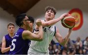 23 January 2019; Michael Maguire of Mount St Michael Rosscarbery in action against Renso Guilalas of Le Chéile Tyrellstown during the Subway All-Ireland Schools Cup U16 C Boys Final match between Le Chéile Tyrellstown and Mount St Michael Rosscarbery at the National Basketball Arena in Tallaght, Dublin. Photo by Piaras Ó Mídheach/Sportsfile