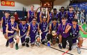 23 January 2019; Le Chéile Tyrellstown players celebrate after the Subway All-Ireland Schools Cup U16 C Boys Final match between Le Chéile Tyrellstown and Mount St Michael Rosscarbery at the National Basketball Arena in Tallaght, Dublin. Photo by Piaras Ó Mídheach/Sportsfile