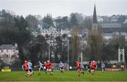 23 January 2019; Jake Malone of UCD is tackled by Eoghan Murphy and Chris O'Leary of UCC during the Electric Ireland Fitzgibbon Cup Group A Round 2 match between University College Cork and University College Dublin at Mardyke in Cork. Photo by Stephen McCarthy/Sportsfile