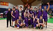 23 January 2019; The Waterpark College squad celebrate with the cup after the Subway All-Ireland Schools Cup U19 C Boys Final match between St Brendan's Belmullet and Waterpark College at the National Basketball Arena in Tallaght, Dublin. Photo by Piaras Ó Mídheach/Sportsfile