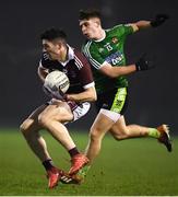23 January 2019; Nathan Mullen of NUI Galway in action against James McCauley of Queens University Belfast during the Electric Ireland Sigerson Cup Round 2 match between Queens University Belfast and NUI Galway at The Dub in Belfast, Co Antrim. Photo by David Fitzgerald/Sportsfile