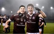 23 January 2019; Nathan Mullen, left, and Owen Gallagher of NUI Galway celebrate following the Electric Ireland Sigerson Cup Round 2 match between Queens University Belfast and NUI Galway at The Dub in Belfast, Co Antrim. Photo by David Fitzgerald/Sportsfile