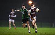 23 January 2019; Enda Tierney of NUI Galway in action against James Smith of Queens University Belfast during the Electric Ireland Sigerson Cup Round 2 match between Queens University Belfast and NUI Galway at The Dub in Belfast, Co Antrim. Photo by David Fitzgerald/Sportsfile