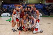 23 January 2019; Holy Faith Clontarf players celebrate after the Subway All-Ireland Schools Cup U19 A Girls Final match between Holy Faith Clontarf and St Vincent's SS, Cork, at the National Basketball Arena in Tallaght, Dublin. Photo by Piaras Ó Mídheach/Sportsfile