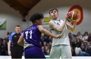 23 January 2019; Peader O'Rourke of Mount St Michael Rosscarbery in action against Bryan Valenzuela of Le Chéile Tyrellstown during the Subway All-Ireland Schools Cup U16 C Boys Final match between Le Chéile Tyrellstown and Mount St Michael Rosscarbery at the National Basketball Arena in Tallaght, Dublin. Photo by Piaras Ó Mídheach/Sportsfile