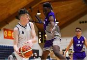 23 January 2019; Darragh Calnan of Mount St Michael Rosscarbery in action against Richard Osuagwu of Le Chéile Tyrellstown during the Subway All-Ireland Schools Cup U16 C Boys Final match between Le Chéile Tyrellstown and Mount St Michael Rosscarbery at the National Basketball Arena in Tallaght, Dublin. Photo by Piaras Ó Mídheach/Sportsfile