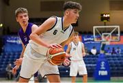 23 January 2019; Michael Maguire of Mount St Michael Rosscarbery in action against Nik Shautsou of Le Chéile Tyrellstown during the Subway All-Ireland Schools Cup U16 C Boys Final match between Le Chéile Tyrellstown and Mount St Michael Rosscarbery at the National Basketball Arena in Tallaght, Dublin. Photo by Piaras Ó Mídheach/Sportsfile