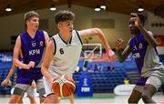 23 January 2019; Michael Maguire of Mount St Michael Rosscarbery in action against Nik Shautsou, left, and Richard Osuagwu of Le Chéile Tyrellstown during the Subway All-Ireland Schools Cup U16 C Boys Final match between Le Chéile Tyrellstown and Mount St Michael Rosscarbery at the National Basketball Arena in Tallaght, Dublin. Photo by Piaras Ó Mídheach/Sportsfile